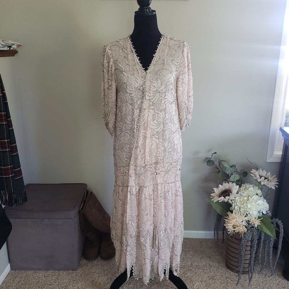Beaded Sequin Pink Wrap sz Small